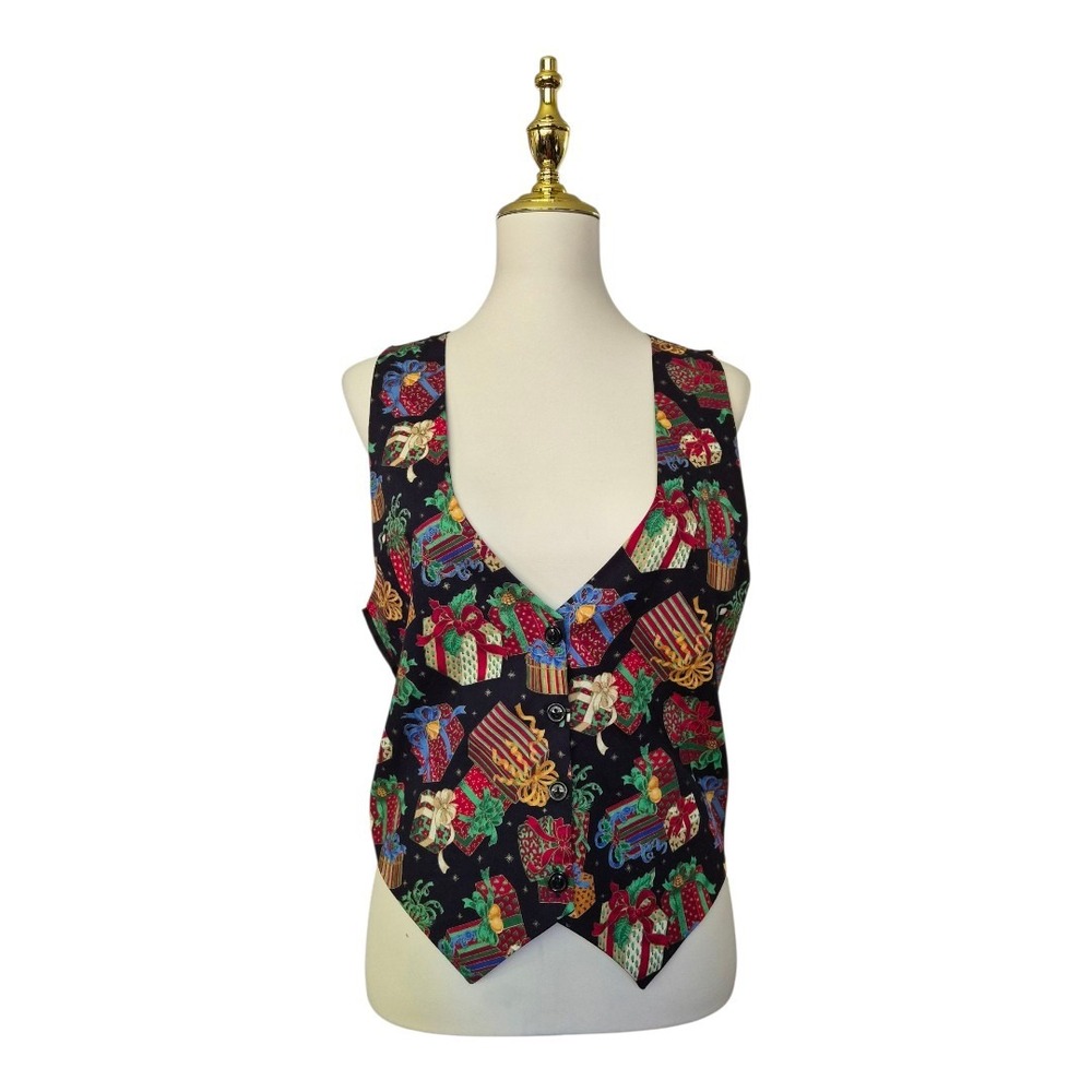 Vintage Smoke Valley Christmas Vest Women's Medium Holiday Novelty Gift Print Bu